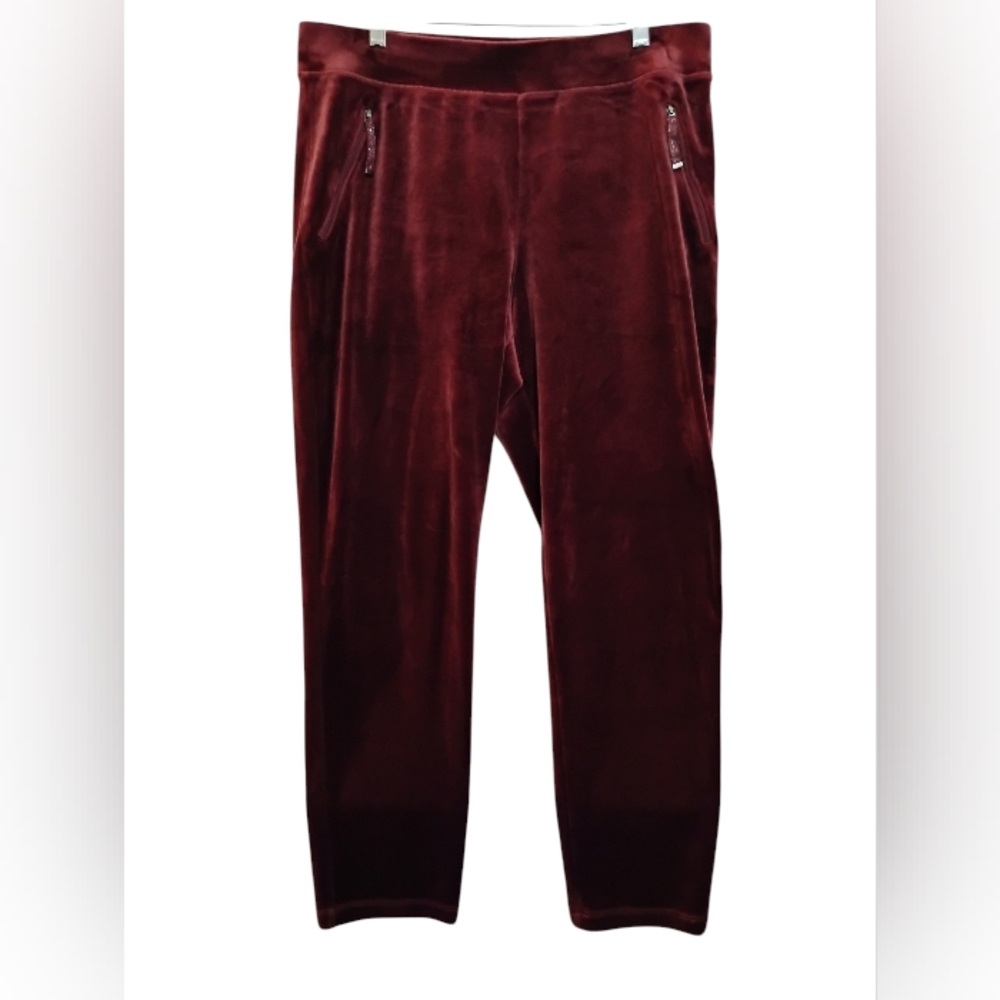 CHICO'S Women's Burgundy Silky Velvet Pants 1 U.S. M
